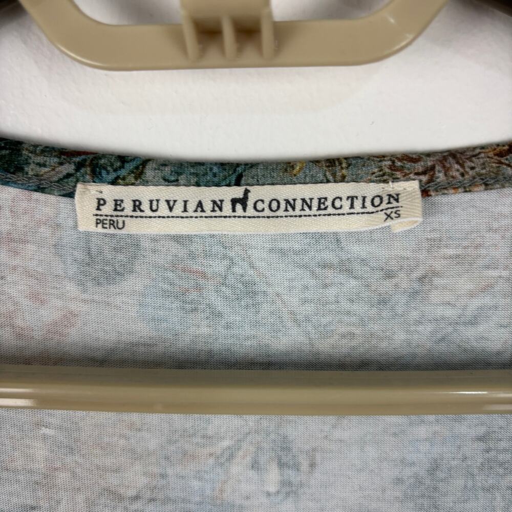Peruvian Connection Windflower Dress XS Slate Floral Blue Yellow - Picture 8 of 9